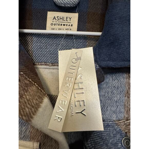 NWT Ashley Outerwear Plaid Wool Blend Shacket – Earthy Blue Brown Women’s Large - Picture 7 of 8
